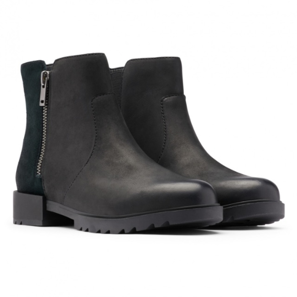 NIB, Brand new in box, Sorel Emelie II Zip, size 8.5, Black/sea salt.